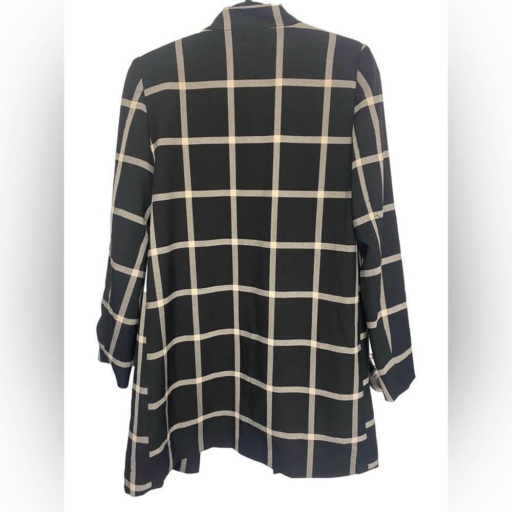 Carolina Belle Montreal Black & White Windowpane Plaid Longline Blazer Coat S - Picture 3 of 5